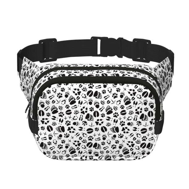 Balery Black Footprints Mochila Cinturón para Mujeres y Hombres, Bolsa de Cintura Impermeable de Doble Capa con Correa