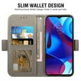 thumbnail image 6 of Compatible with Motorola Moto G Pure 2021 Wallet Phone Case and Tempered Glass Screen Protector Flip Credit Card Holder Stand Mandala Flower Cell Cover for MotoGPure MotoG XT2163DL 6.5 Women Gray, 6 of 8