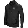 thumbnail image 2 of Men's Colosseum Black Nebraska Huskers Blackout 3.0 Tonal Raglan Full-Zip Hoodie, 2 of 3