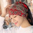 thumbnail image 1 of Gorra estilo jersey, serie estilo étnico, estilo europeo y americano, estilo coreano, gorro envolvente con flores de anacardo, gorro para embarazadas, gorro apilable, bufanda de doble propósito., 1 of 6