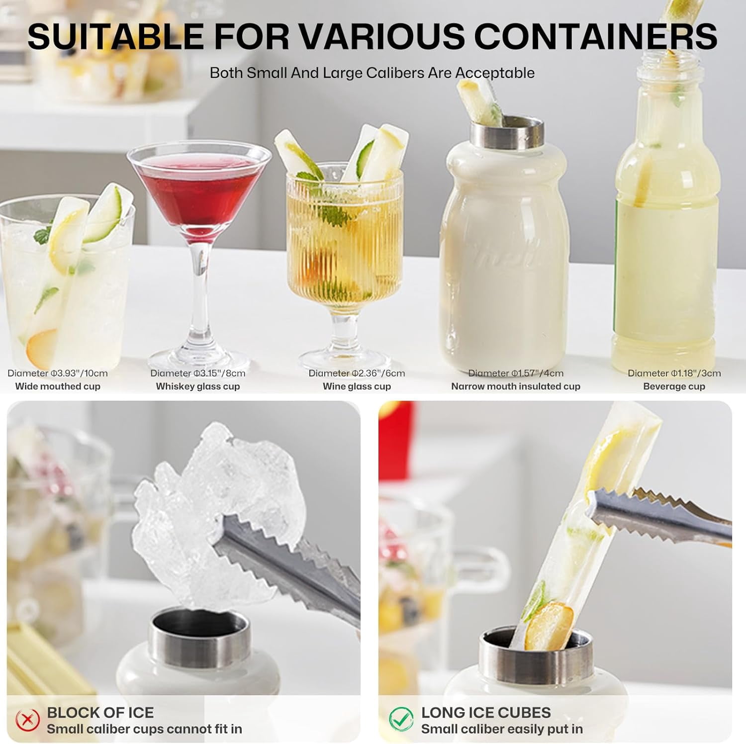 French Fries Shape Silicone Ice Cube Tray 6 Pcs Set, Funny Long Thin Strips Ice Molds for Summer Whiskey Juice Coffee Narrow Mouth Glass Cups Cool Block Mold