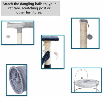 10-Pack Replaceable Cat Dangling Toy with Bell, Cat Scratching Post Cat Tree Tower Replacement Attachment Ball Toy