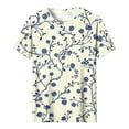 thumbnail image 4 of Gamivast Short Sleeve Tops for Women Summer Vintage Floral Graphic Tees Casual Crewneck Tshirts Spring Vacation Loose Fit Shirts XL Camisas Para Mujer, 4 of 5