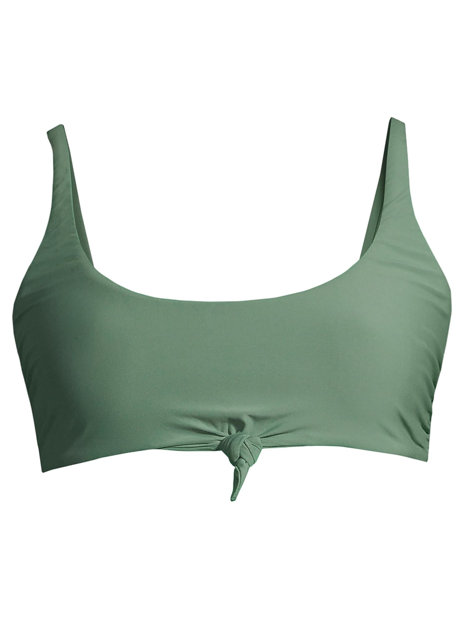 Social Angel Women's Solid Bikini Swimsuit Top with Tie-Front