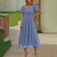 thumbnail image 4 of Atogsazn Womens Summer Dress 2025 Casual Square Neck Short Sleeve Ruffle Dresses Outfit Clothes Fashion Blue XXL on Clearance, 4 of 9