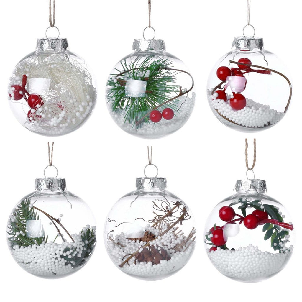 6Pcs Multicolor Plastic Ball Hanging Christmas Ornaments Christmas Decorations 