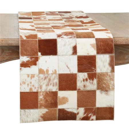 

Saro Lifestyle 7721.BR1672B 16 x 72 in. Hair on Leather Oblong Table Runner Brown