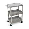 Luxor 18" x 24" Three Shelf Combination Flat/Tub/Tub Utility Cart - Gray