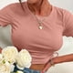 thumbnail image 3 of Camiseta corta ajustada para mujer,Camiseta de manga corta para mujer Camiseta corta ajustada para mujer Top de manga corta para mujer Rendimiento sólido, 3 of 6