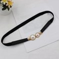 thumbnail image 4 of 2x Ladies Elastic Narrow Waist Belt Leather Skinny Waistband Skirt Decor white, 4 of 8