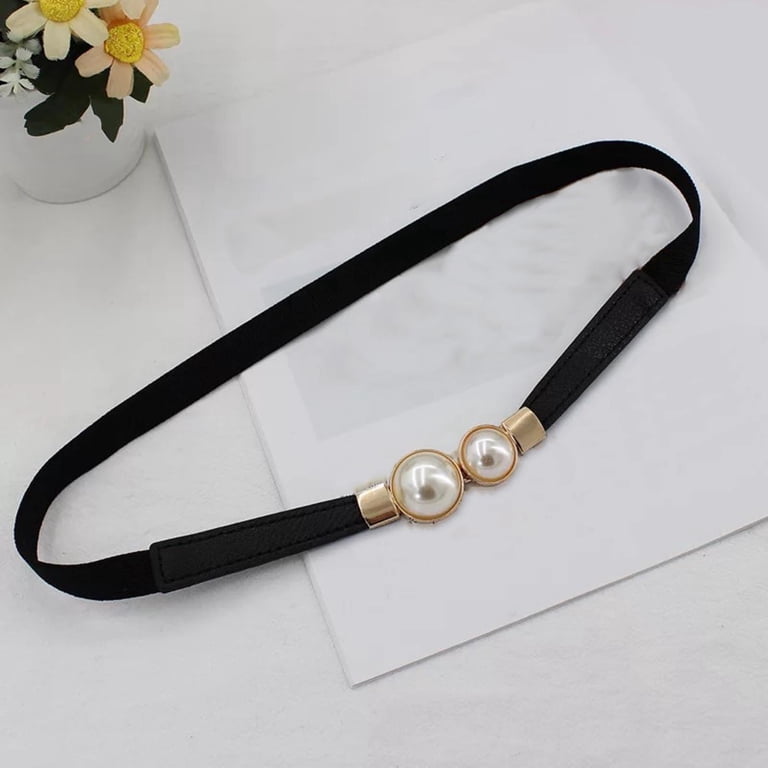 Double Pearl Elastic Belt Decorative Thin Dress Skinny Waist  display picture 2