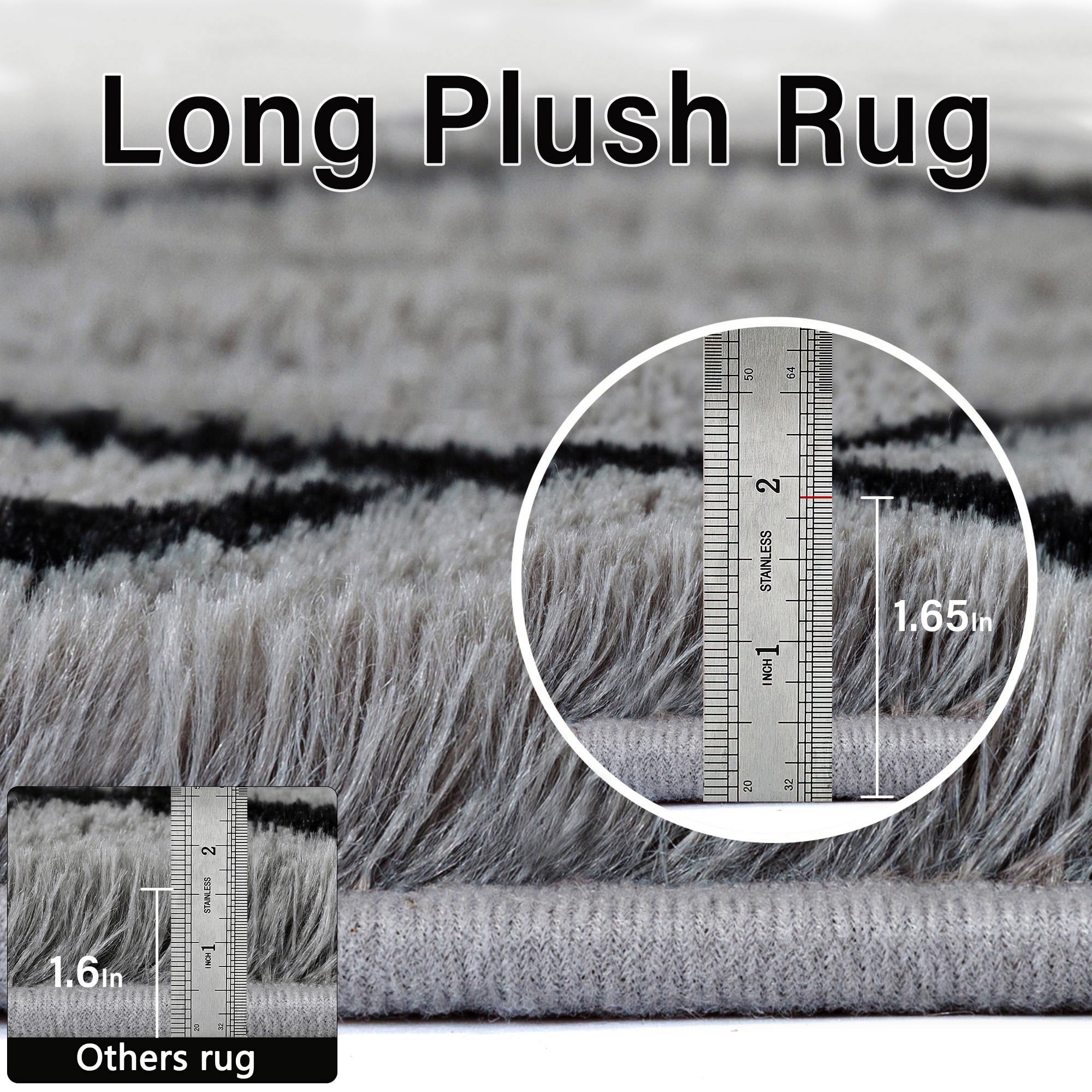 WIPONKEN 6x9 Checkered Shag Rug for Living Room Bedroom Dining Room Office Farmhouse, Washable Noneslip Area Rug Soft Indoor Fluffy Rugs, Gray
