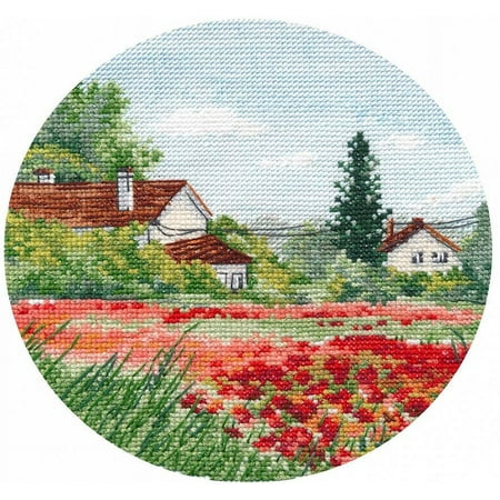 UPC: 4680021531712 | Counted Cross Stitch Kit Miniature.Poppies 1287 Needlework Green Nature Red By Oven Flowers