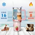 thumbnail image 4 of 40 oz Tumbler Strawberry with Handle Vacuum Insulated Travel Cup SpillProof Travel Cups Car Cup Holder Friendly for Travel Commuting, 4 of 7