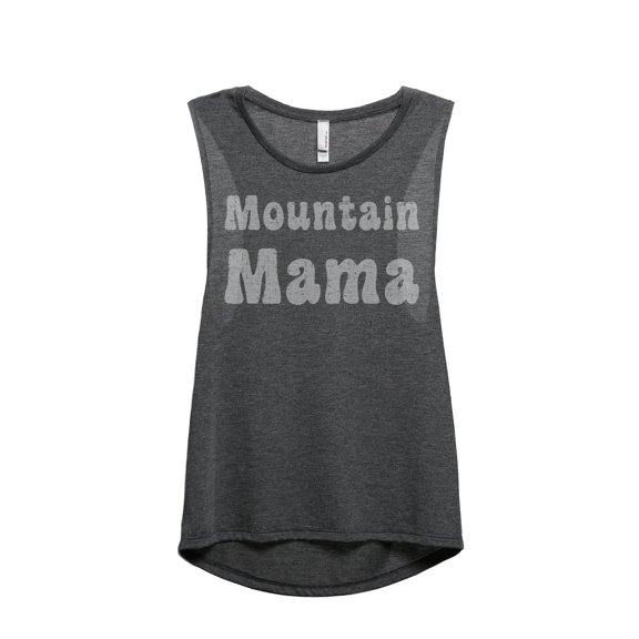 Thread Tank Mountain Mama Women's Fashion Sleeveless Muscle Tank Top Charcoal Small