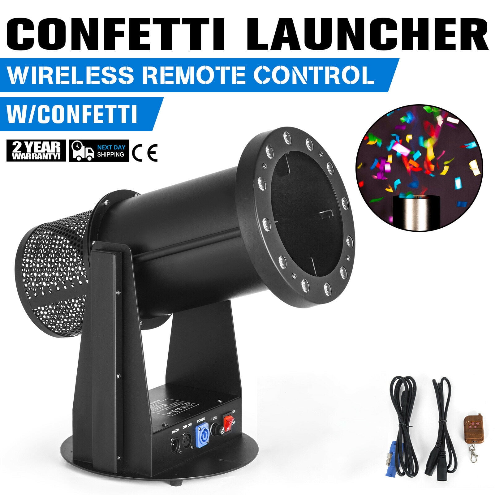 VEVOR 1200W Confetti Launcher Machine Cannon with LED Light for Party