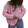 thumbnail image 3 of Suéter de Punto Holgado con Cuello Redondo y Color Liso para Mujer, Ideal para Otoño e Invierno. Rosa XL, 3 of 7