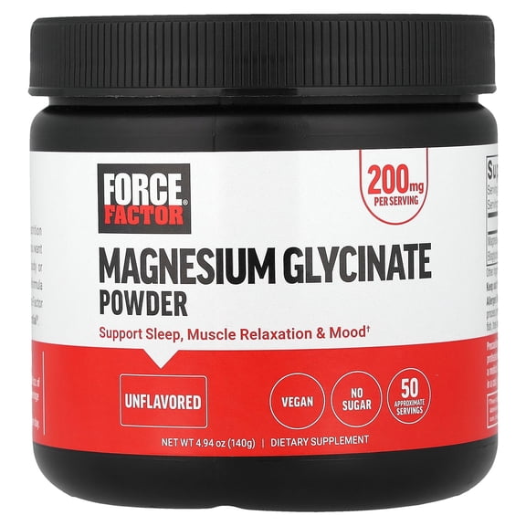 Force Factor Magnesium Glycinate Powder, Unflavored, 4.94 oz (140 g)