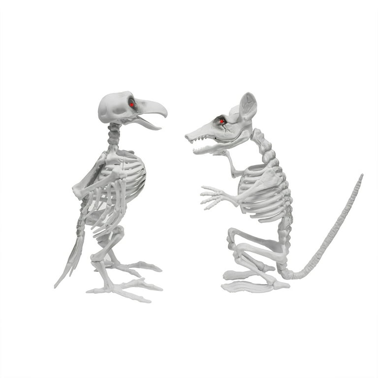 Set 2 Scary Light Up Skeleton Crow Rat Haunted House Prop Halloween Party Decor Set 2 Scary Light Up Skeleton Crow Rat Haunted House Prop Halloween Party Decor