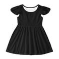 thumbnail image 1 of Toimothcn Children Girls Dresses Ruffled Sleeve Solid Color Pleated Dress Soft Breathable Summer Dresses Comfy Girls Sundress, 1 of 5