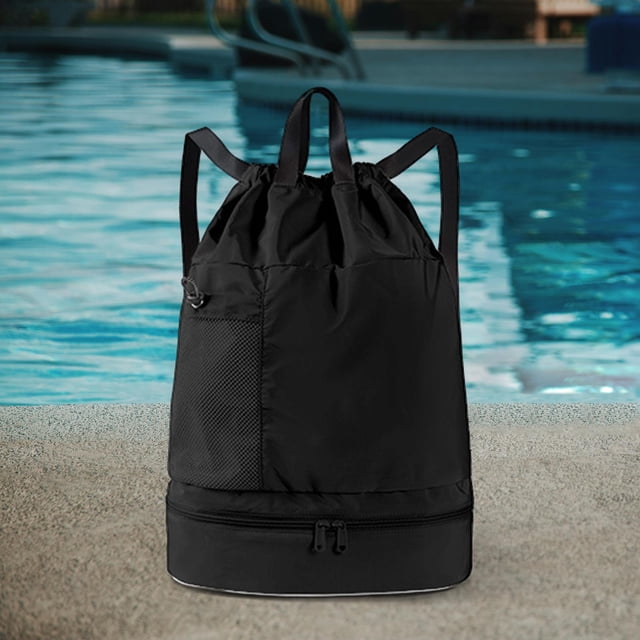 Mochilas con cordón de malla para natación, bolsa deportiva, bolso de hombro ajustable, bolsa de baloncesto, bolsa de transporte para baloncesto, para Negro