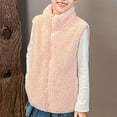 thumbnail image 3 of Girls Vest Stand Up Collar Teddy Vest Sleeveless Zip Winter Jacket Comfortable Warm Clothing for Kids, 3 of 3