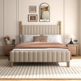thumbnail image 4 of Brafabhome Full Bed Frame with Upholstered Headboard, Modern Wood Bed Frame with Solid Wood Posts, No Box Spring Needed, Beige Linen, 4 of 8