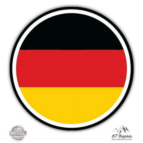 Germany Flag - 3" Vinyl Sticker - For Car Laptop I-Pad Phone Helmet Hard Hat - Waterproof Decal