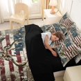 thumbnail image 4 of Feelyou Retro American Flag Buck Fishing Bedding Comforter Set for Men Boys, Bass Pike Fish Animal Queen Bedding Sets, Beige, Black Reversible, 7 Pieces, 4 of 7