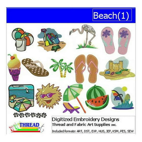 Beach(1) Embroidery Designs - All Popular Formats Included - Loaded on USB Stick