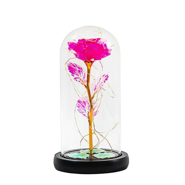 Naiovety Lámpara de flor inmortal de La Bella y La Bestia con cubierta de cristal, lámpara de decoración de flores artificiales, luz nocturna Kits de decoración para fiestas No.1 Naiovety HA027699-01