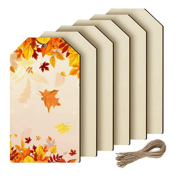 Unfinished Nature Wood Tags Blank Wooden Hanging Label with Rope for Wedding Birthday DIY Bookmark