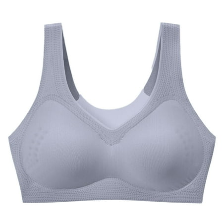

Fsqjgq Seamless Fitness Sports Bras for Women Solid Breathable Shockproof Underwear Wireless Push up Gathered Yoga Bra Lingerie Blue Xxxl