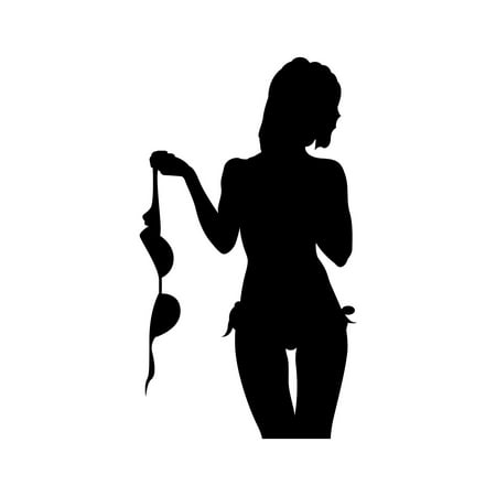 Sexy Girl No Bra Sticker Decal Die Cut - Self Adhesive Vinyl - Weatherproof - Made in USA - Many Color and Sizes - lady braless jdm stance euro