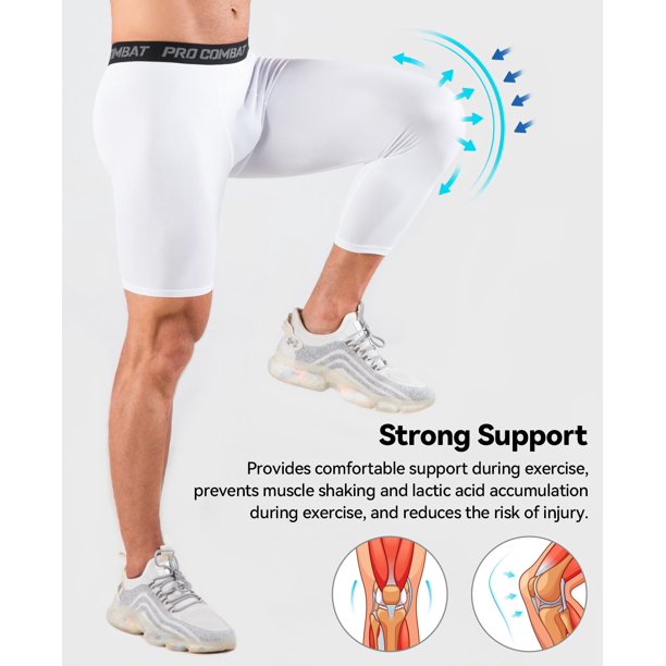 Niksa 2 Pack Men's Compression Pants, 3/4 One Leg Compression