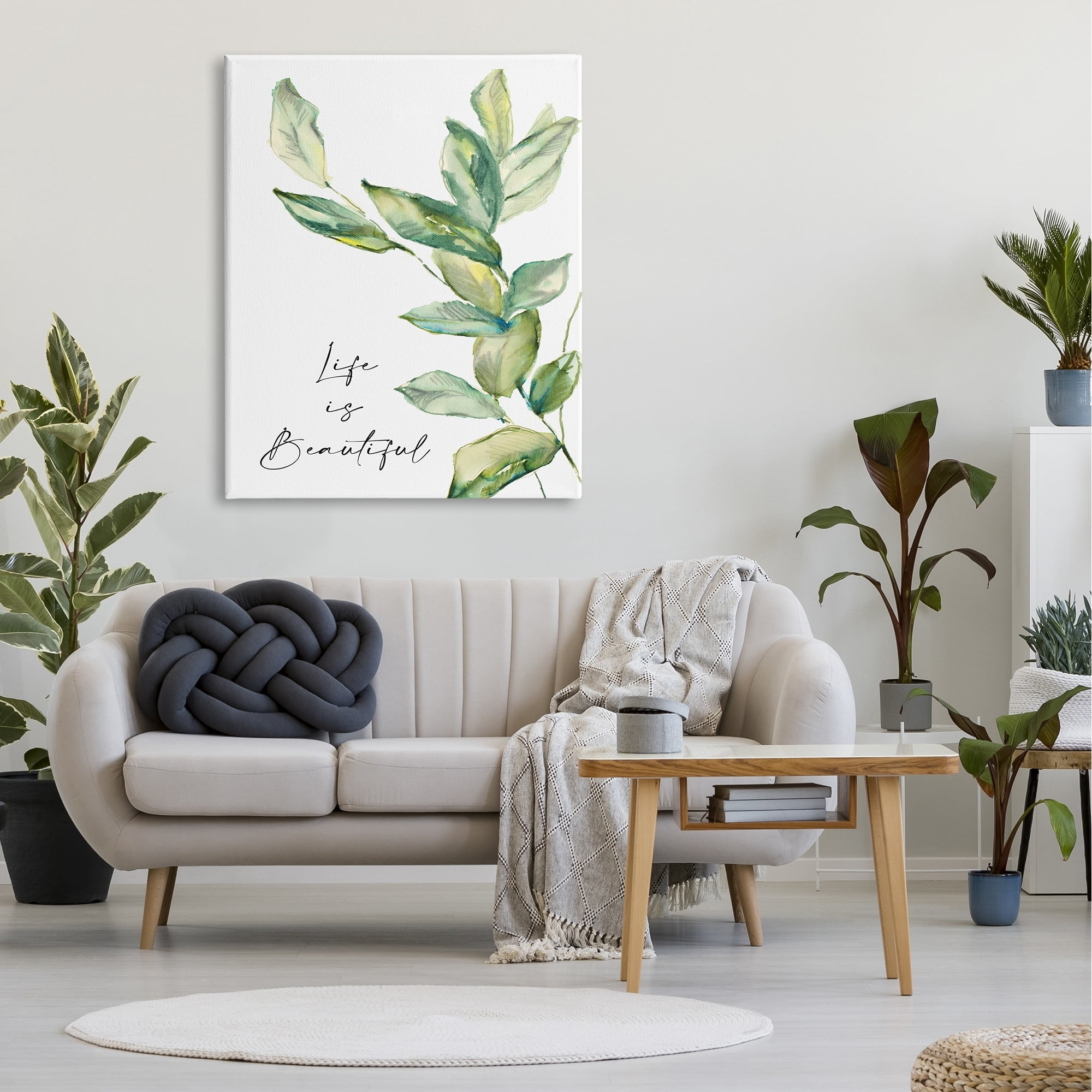 Stupell Industries Life Is Beautiful Botanical Leaf Sprout Simplistic Painting,36 x 48, Design by Lanie Loreth
