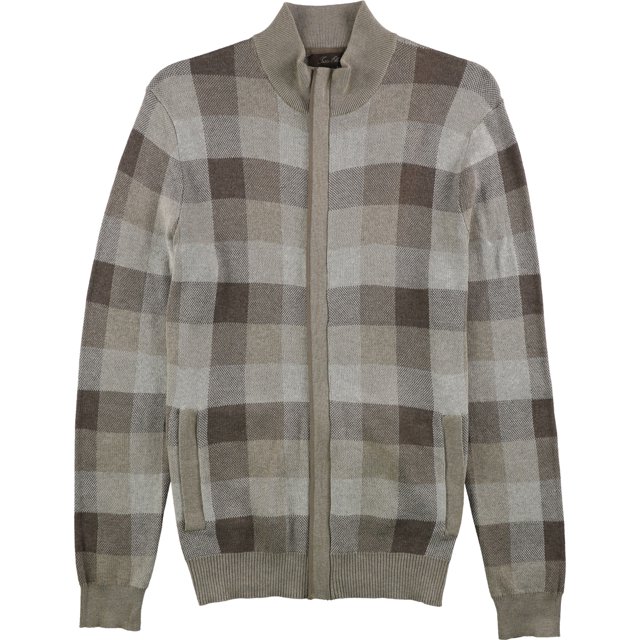 Tasso Elba suéter de punto con cremallera para hombre, marrón, grande Tasso Elba Tejer