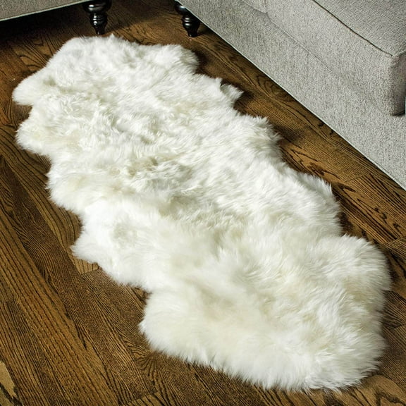 Genuine Sheepskin Rug Extra Soft Natural Pelt Natural , Double Pelt 2' x 6'