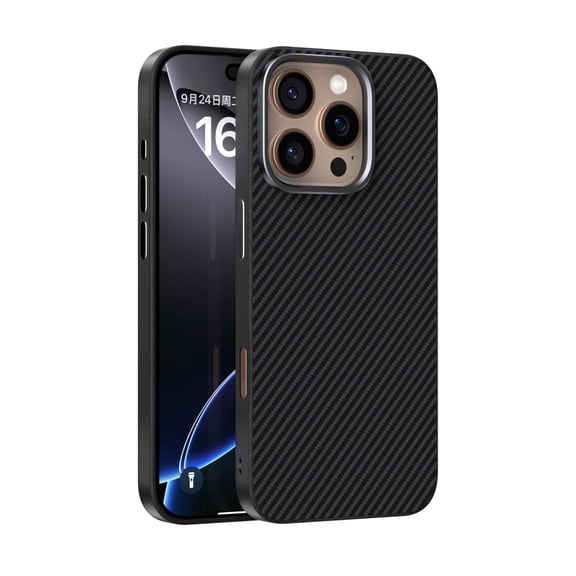 ELEHOLD Magnetic Case for iPhone 16 Pro Max, Carbon Fiber Texture Shockproof Phone Case, Wireless Charging Compatible,Black