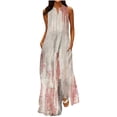 thumbnail image 2 of ICHUANYI Clearance Women's Summer Fashion Printed V-Neck Sleeveless Pullover Pocket Dress(Pink, S) ICHUANYI WER2023080911382, 2 of 5