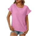 thumbnail image 2 of kttectoa Hollow Out Loose Casual Tunic Tops Womens Shirts Graphic Blouse Tops Crewneck Ruffle Sleeve T Shirts for Women Loose Flowy Go to School, 2 of 7