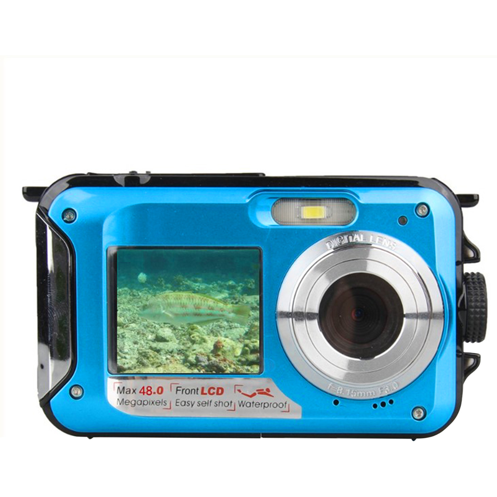 Holiday Savings 2022! Feltree Waterproof Camera Underwater Cameras For Snorkeling Full HD 2.7K 48MP Video Recorder Selfie Dual Screens 10FT 16X Digital Zoom Waterproof Digital Camera Blue - image 1 of 7