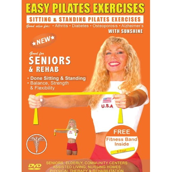 Seniors Easy Pilates Exercises & Pilates Bands Exercise DVD for Strength & Fitness ( Includes 1 Free Resistance Bands) Easy Pilates Resistance bands exercises for Seniors, Elderly,