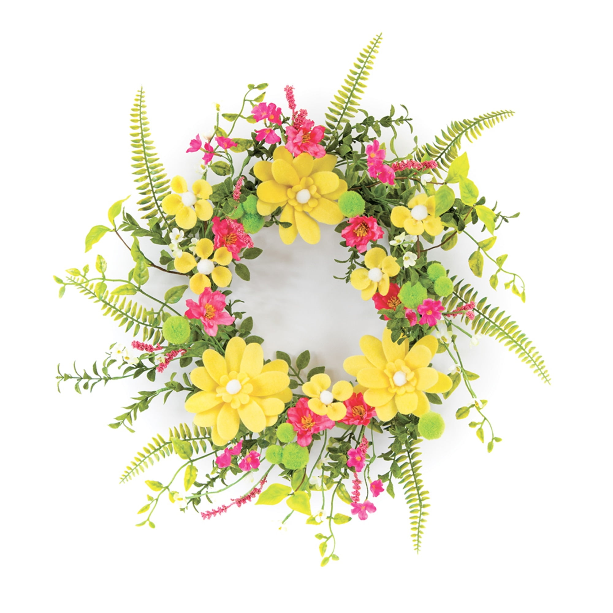 Download Set of 2 Daisy and Pom Pom Artificial Floral Wreaths ...