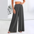 thumbnail image 2 of Women's High Waisted Flowy Palazzo Pants with Pockets, Knit Fabric, Wide Leg, Multiple Color Options, 2 of 4