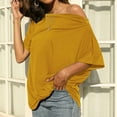 thumbnail image 4 of Birdeem Solid Color off Shoulder T-Shirt Loose Short Sleeved Top for Women, 4 of 12