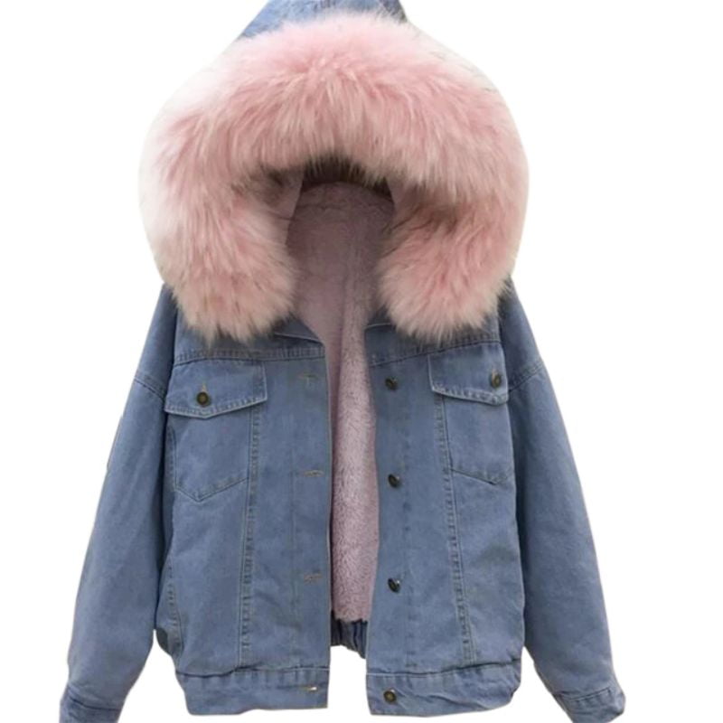 jean jacket with fur collar