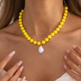 thumbnail image 2 of NICKSUN Colorful Chunky Beaded Necklace for Women, Acrylic Bead Choker Necklaces Irregular Baroque Imitation Pearl Pendant Necklace, Summer Beach Party Wedding Vacation Jewelry Gifts, 2 of 7