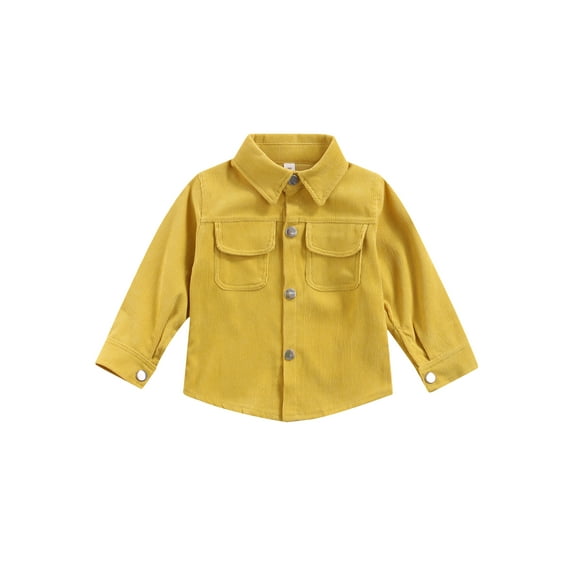 Gureui Toddler Baby Boys Girls Corduroy Jacket Kids Button Down Long Sleeve Shirt Fall Winter Coats Tops Outwear