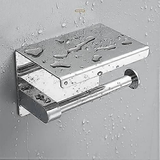 Kitchen Roll Paper Self Adhesive Wall Mount Toilet Paper Holder Stainless Steel Bathroom Tissue Towel Rack